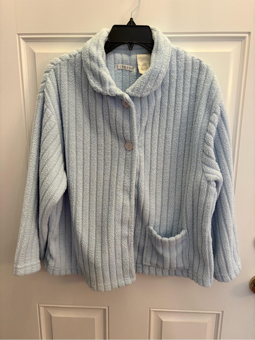 Cypress Light Blue Cozy Ribbed Women's Bed Jacket